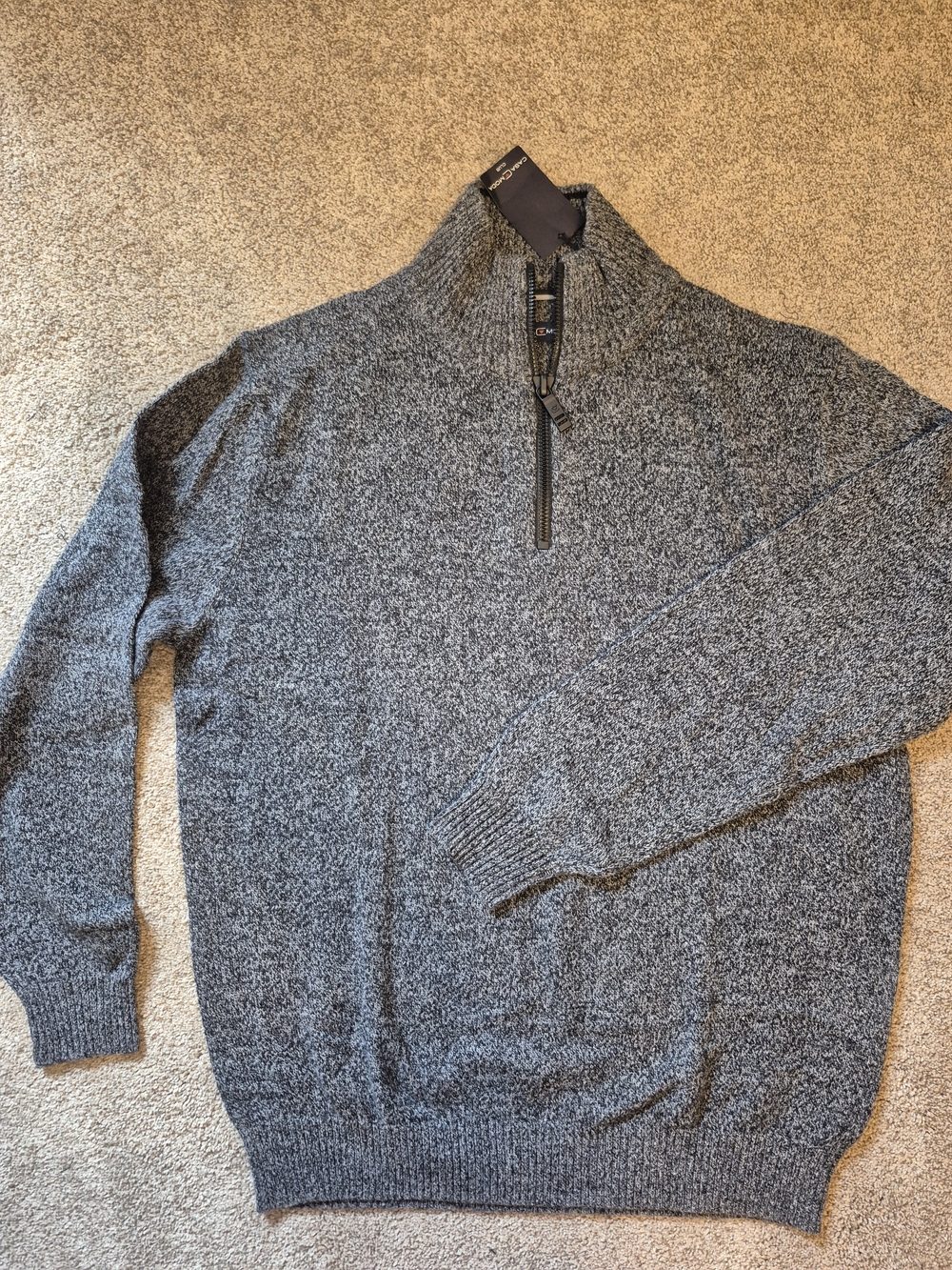 NWT Vintage Men's Gray Half-Zip Sweater Wool Mix Classic Knit Large